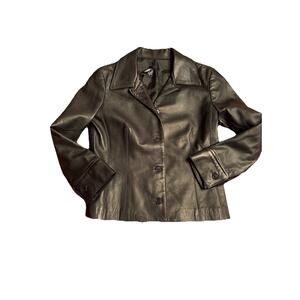 Black Short Lamb’s Leather Jacket 6 LAUNDRY by Shelli Segal EUC